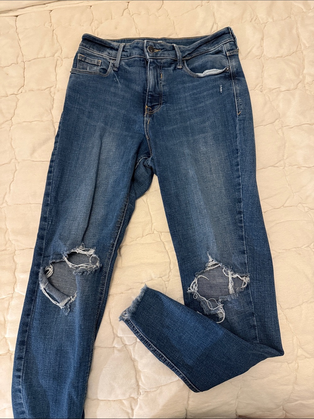 Classic Blue Distressed Women’s Jeans